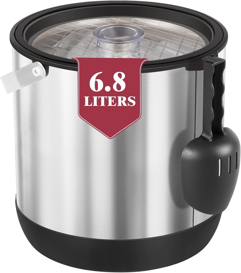 Five Home 7QT/6.8L Large Insulated Ice Bucket for Parties, Double-Wall Beverage Bucket with Scoop & Lid,Keeps Champagne, Wine, Beer Chill for Parties (Black) - Image 1